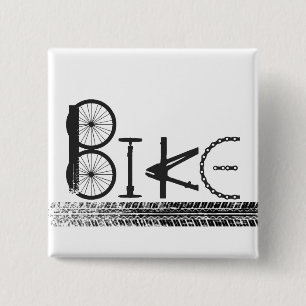 Graffiti uit Bike Parts met bandsporen Vierkante Button 5,1 Cm