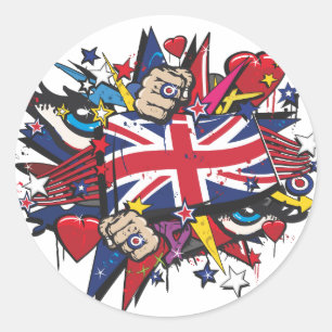 Graffiti UK flag English London pop art graff Ronde Sticker