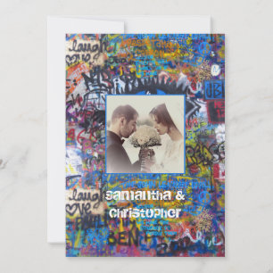 Graffiti urbain mariage photo invitation