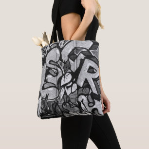 Graffiti urbain Sac fourre-tout de style monochrom