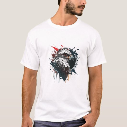 Graffiti Verf Eagle Bird Creatieve Kunst Schildere T-shirt (Voorkant)