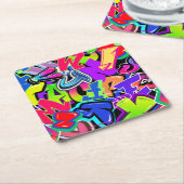 Graffiti Vierkante Kartonnen Onderzetter (Schuin)