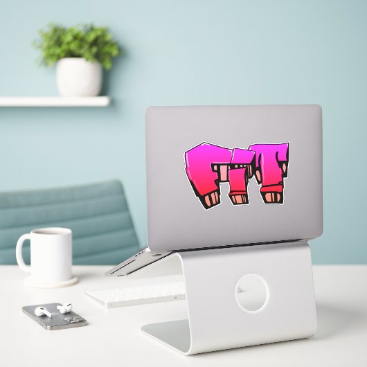 Graffiti Vinyl Sticker, op maat gesneden Sticker (Laptop op bureau)