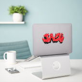 Graffiti Vinyl Sticker, op maat gesneden Sticker (Laptop op bureau)