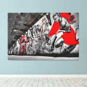 Graffiti Wall Art in Black, Red en White Street Canvas Afdruk (Insitu (Houten vloer))