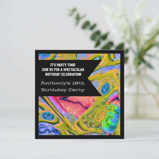 Graffiti Web Gothic Invitation d'anniversaire (Debout devant)