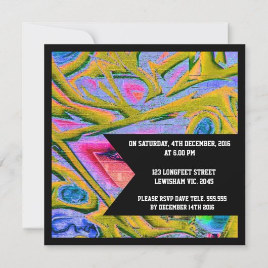 Graffiti Web Gothic Invitation d'anniversaire (Dos)