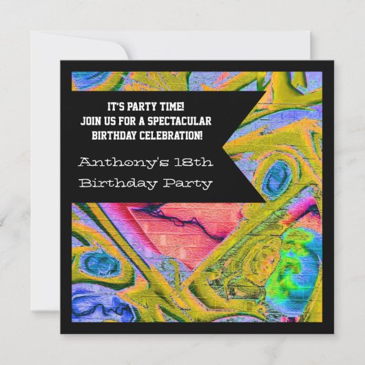 Graffiti Web Gothic Invitation d'anniversaire (Devant)