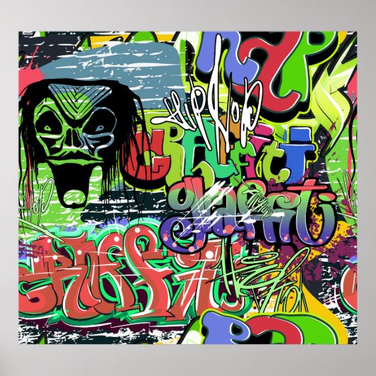 Graffitimuur: Urban Hip Hop Poster (Voorkant)