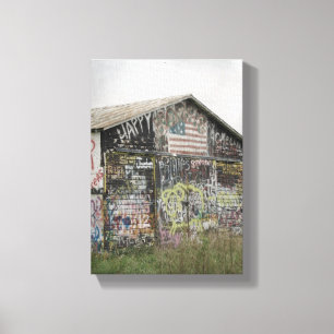 Graffitti Barn in Iowa Canvas Afdruk