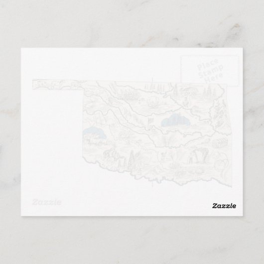 Grafiek Antiek staat Oklahoma Afbeelding Map Briefkaart (Achterkant)