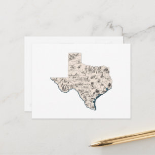 Grafiek Antiek staat Texas Afbeelding Map Briefkaart