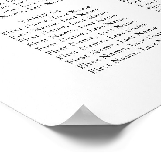 Grafiek met handschrift Chic Wedding Seating Poster (Hoek)