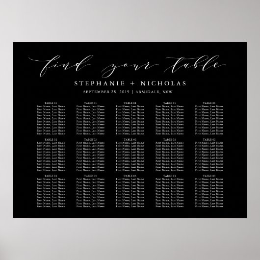 Grafiek met handschrift Chic Wedding Seating Poster (Voorkant)