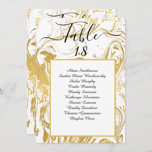 Grafiek met zwarte tinten (Chic Faux Gold Marble T Aankondiging (Voorkant / Achterkant)