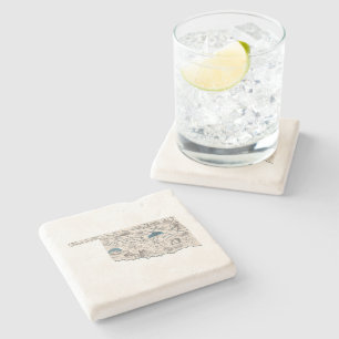 Grafiek staat Oklahoma Antiek Afbeelding Map Stenen Onderzetter