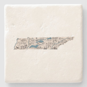 Grafiek  staat Tennessee Antiek Afbeelding Map Stenen Onderzetter