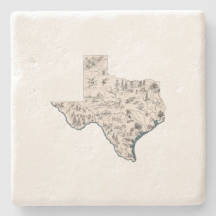 Grafiek staat Texas Antiek Afbeelding Map Stenen Onderzetter