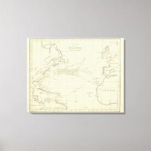 Grafiek van de Atlantische Oceaan Canvas Afdruk