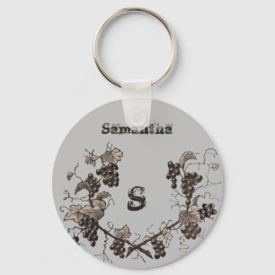 Grafiek Vine Schets Botanisch Lijst Monogram Sleutelhanger