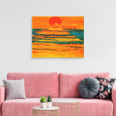 Grafiek Zon Sinaasappel Oceaan Zonsondergang Schil Canvas Afdruk (Insitu (Woonkamer))