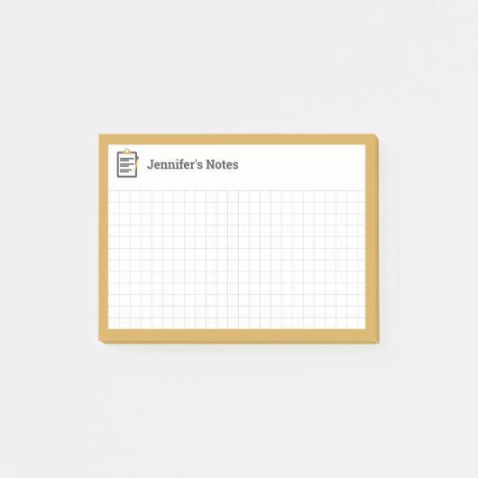 Grafiekraster met Klembord en Pen Yellow Post-it® Notes (Voorkant)