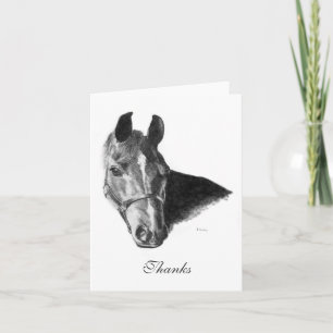 Grafiet Arabische Paard Hoofd Dank u opmerking Bedankkaart
