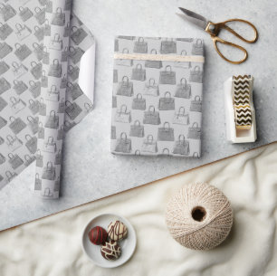 Grafietgrijze krokohandtas modepatroon cadeaupapier