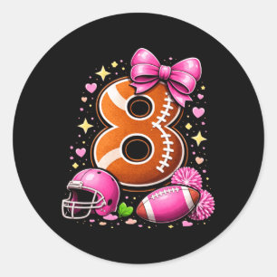 Grafisch 8-jarig verjaardagsfeest meisje voetbal ronde sticker