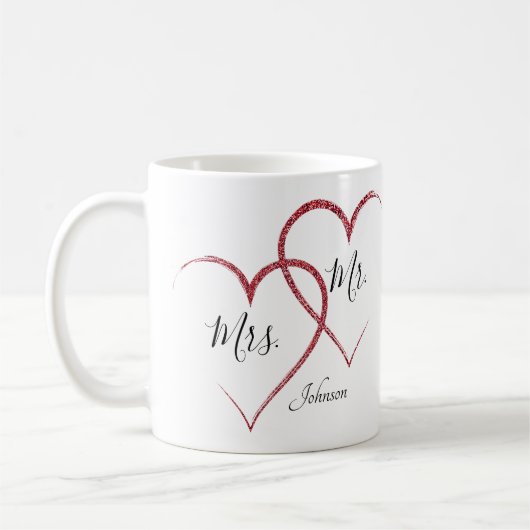 Grafisch aangepast rood glitter koffiemok (Links)