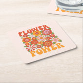 Grafisch aggregaat van de Groovy-ventilator Vierkante Kartonnen Onderzetter (Schuin)