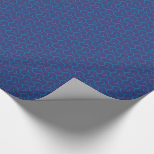 Grafisch blauw abstract geometrisch monogram cadeaupapier (Hoek)