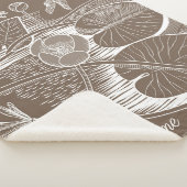 Grafisch bruin van waterlelies sherpa deken (3/4)