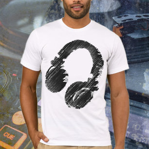 Grafisch d.j. Zwarte hoofdtelefoon DJ T-shirt