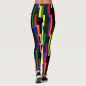 Grafisch geometrisch balkenpatroon Pride kleuren Leggings (Achterkant)
