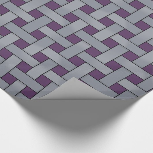 Grafisch Geweven Zilver op Aangepaste Paarse Kleur Cadeaupapier (Hoek)
