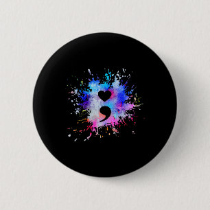 Grafisch hart puntkomma symbool ronde button 5,7 cm