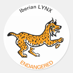 Grafisch- Iberische LYNX- Bedreigde dier- Wildlife Ronde Sticker