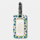 Grafisch kleurig groen blauw cheetah printmonogram bagagelabel (Achterkant verticaal)