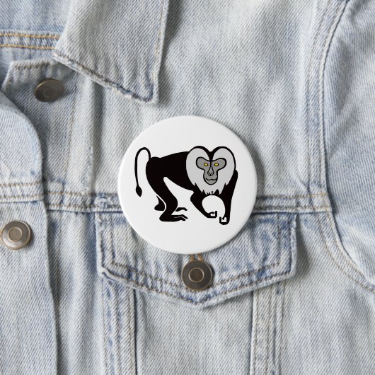 Grafisch -Leeuwenstaartmakaak -Aap- Wildlife - Ronde Button 7,6 Cm (In situ)