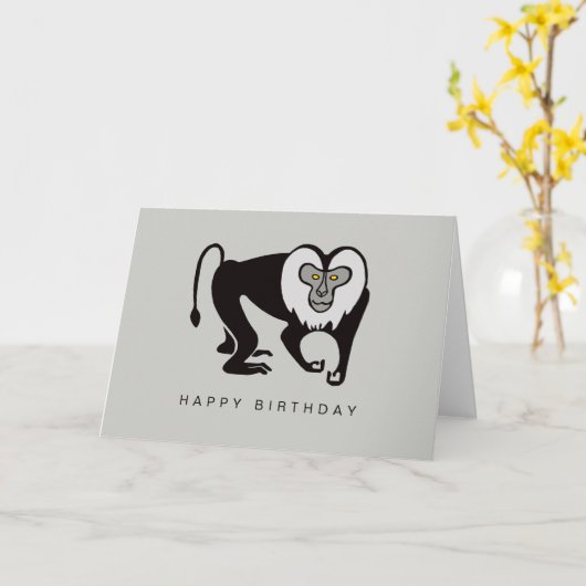 Grafisch - MACAQUE - Aap - Primaat - Wildlife Kaart (Gele Bloem)