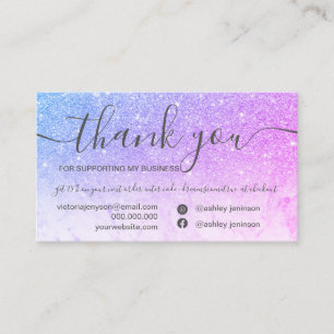 Grafisch marmer blauw paars glitter order bedankt visitekaartje