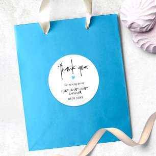 Grafisch minimalistisch dank u baby shower voor de ronde sticker