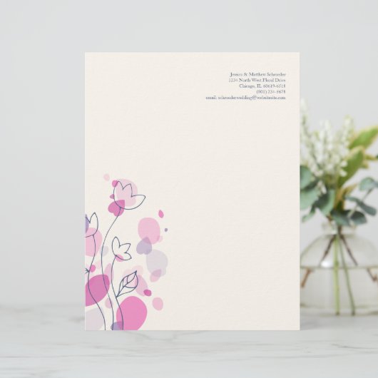 Grafisch modern bloemblad met briefhoofd (Staand voorkant)