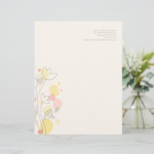 Grafisch modern bloemblad met briefhoofd (Staand voorkant)