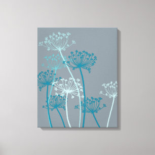 Grafisch modern bloemblauw grijs canvas afdrukken