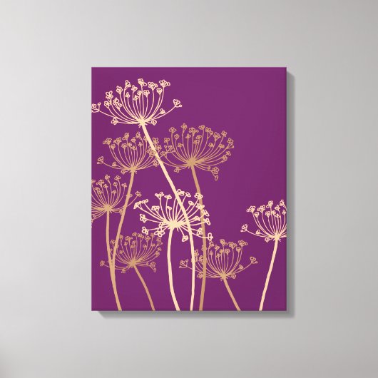 Grafisch modern bloemenaambeeld paars doek canvas afdruk (Voorkant)
