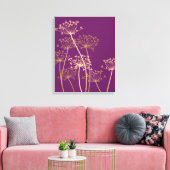Grafisch modern bloemenaambeeld paars doek canvas afdruk (Insitu (Woonkamer))