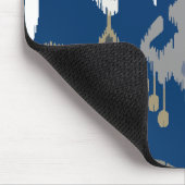 Grafisch modern grijs blauw ikattribaal muismat (Hoek)