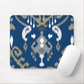 Grafisch modern grijs blauw ikattribaal muismat (Met muis)